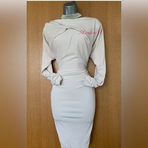 Karen Millen Ruched Jersey Cocktail Casual Dress 10 UK SIZE 6